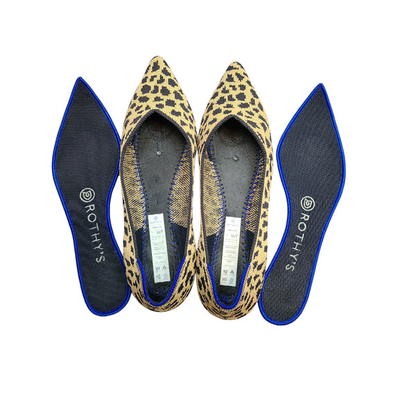 Rothys "The Point" Pointed Leopard Animal Print Slip On Ballerina Flats Size 7 - Picture 8 of 10